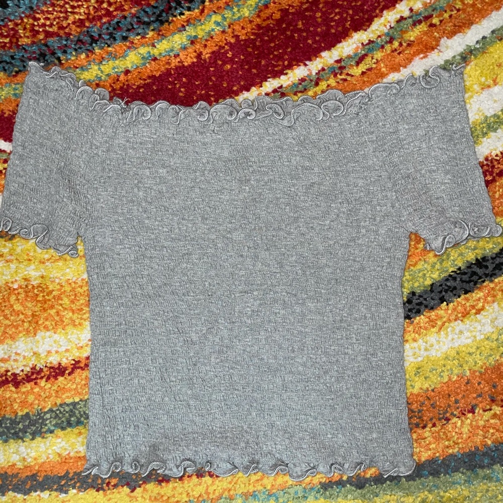Light Grey Off The Shoulder Crop Top
